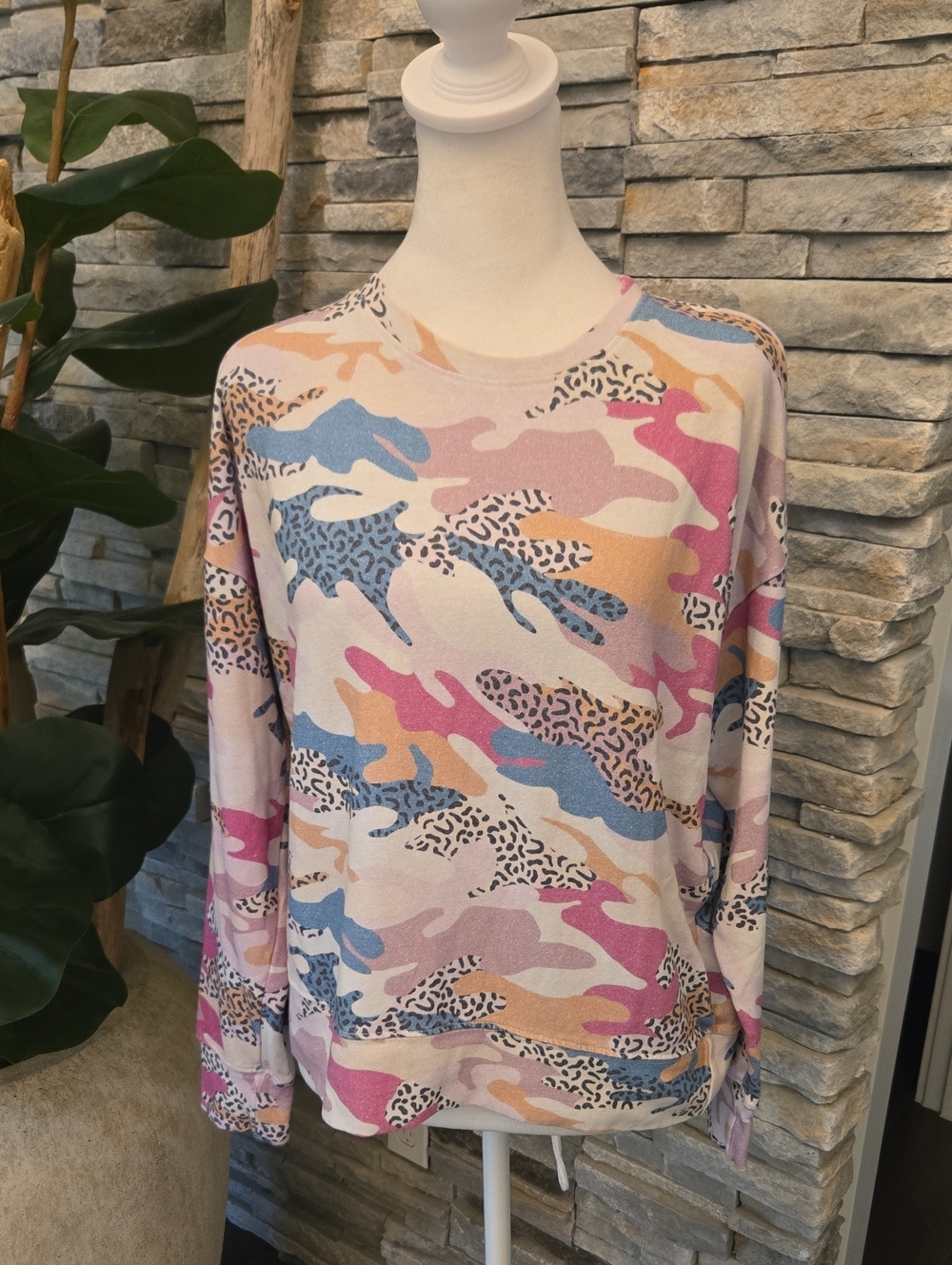 Sundry Camo Animal Print Sweatshirt